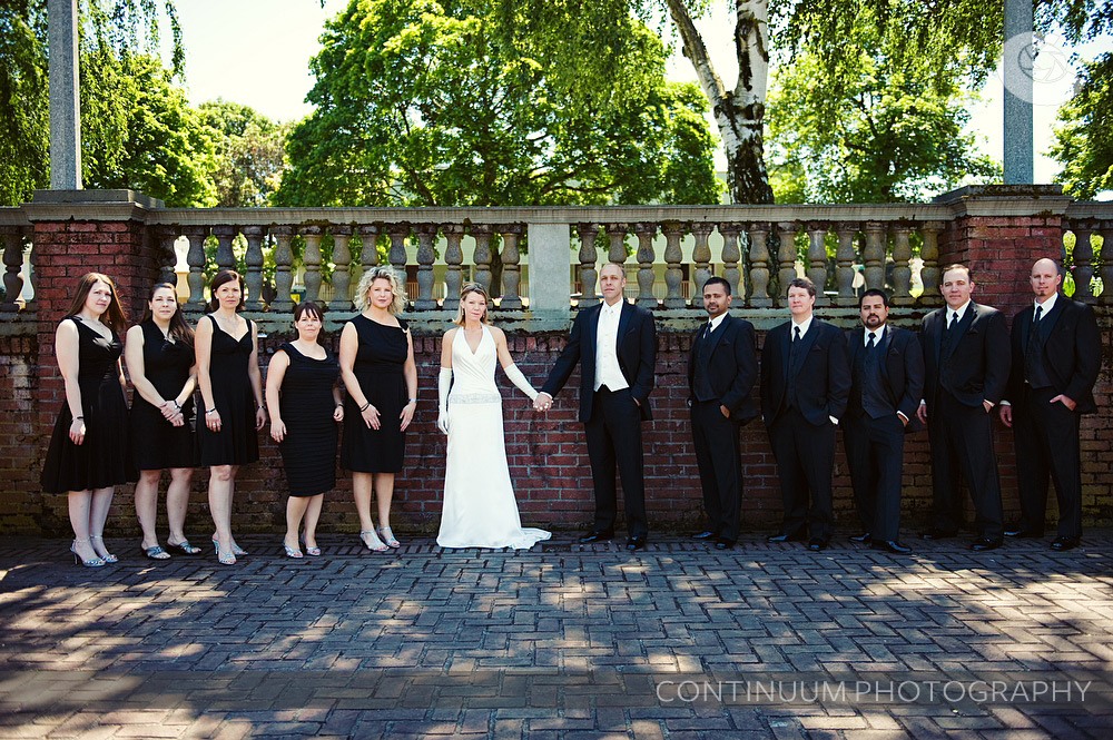 Modern bridal party portrait at Peninsula Park Rose Gardens.