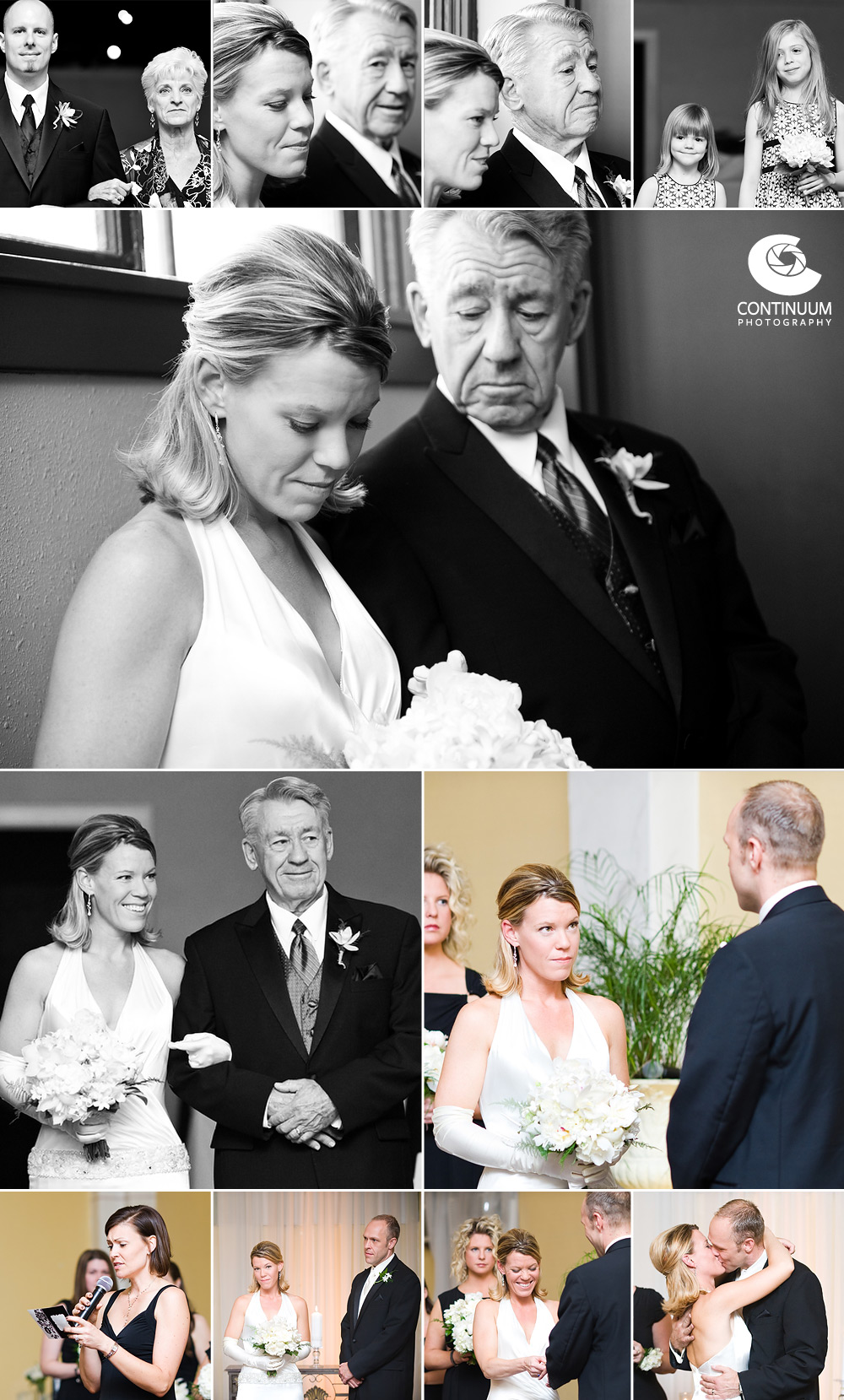 Bride taking final moments with her father before they walk down the aisle of her wedding held at the Acadian Ballroom.
