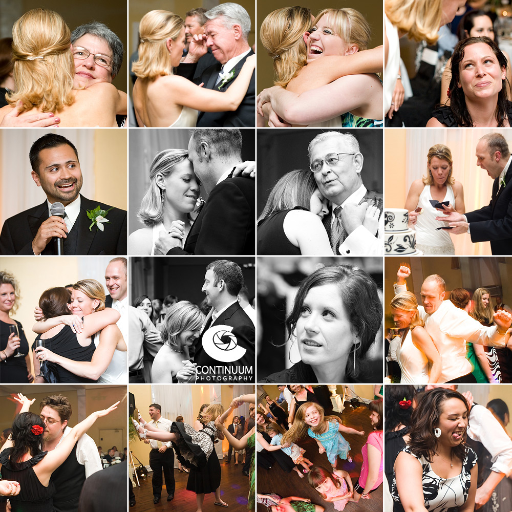 Candid wedding photos of wedding guests at the reception including dancing and speaches at the Acadian Ballroom.