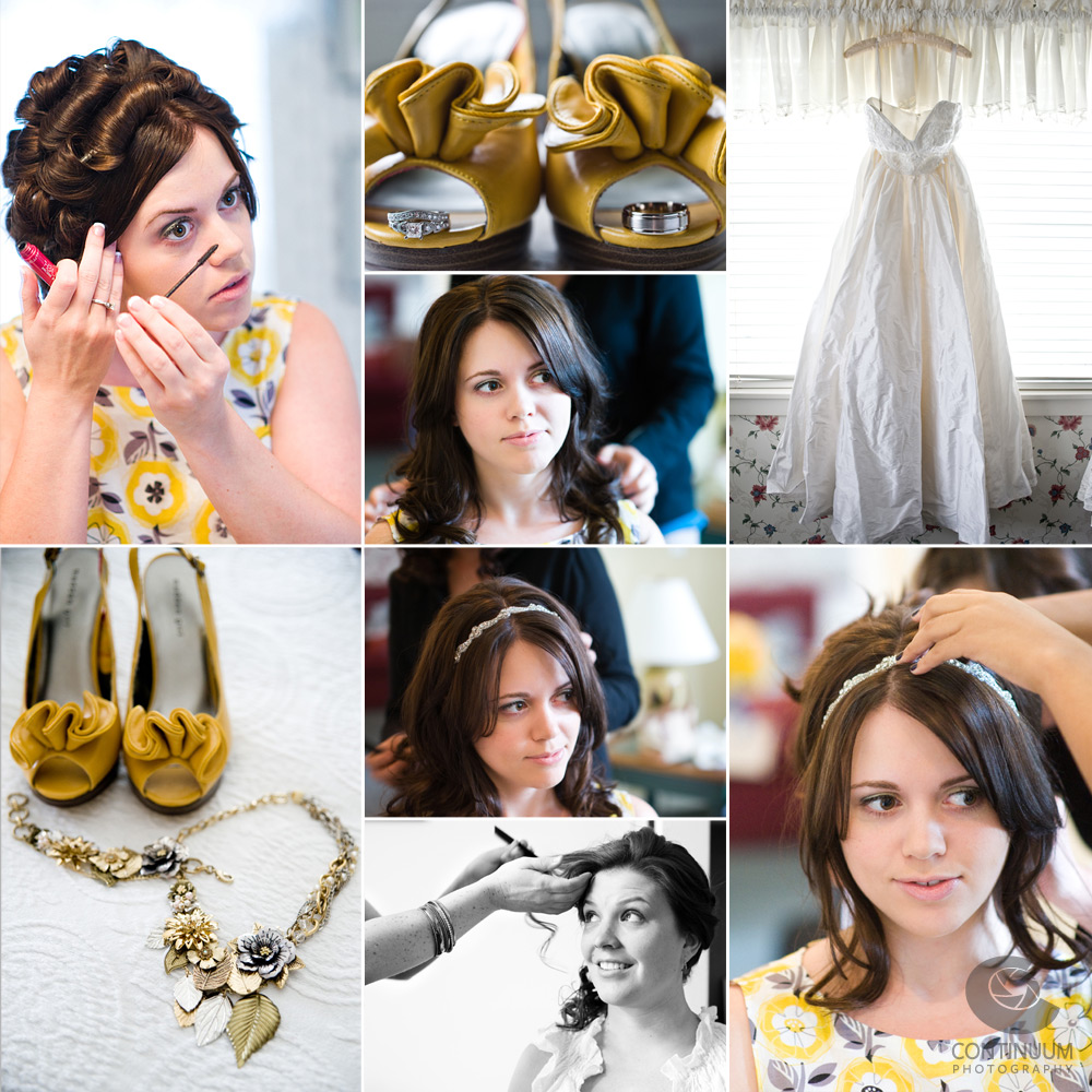 Bride with yellow wedding shoes, handmade wedding dress, DIY wedding details.