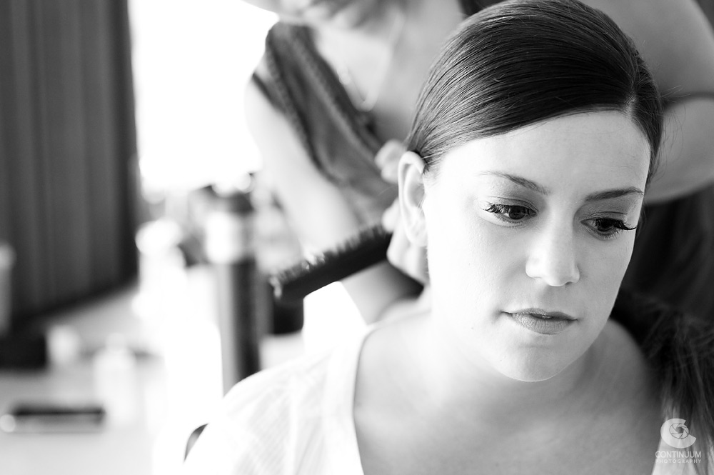 bride getting her hair done by Sonia Roselli Salons