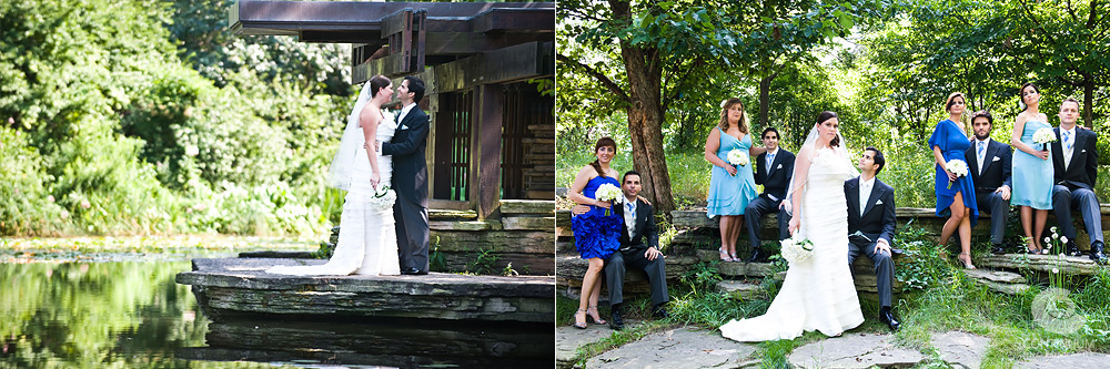 bridal party portraits at alfred caldwell lily pool