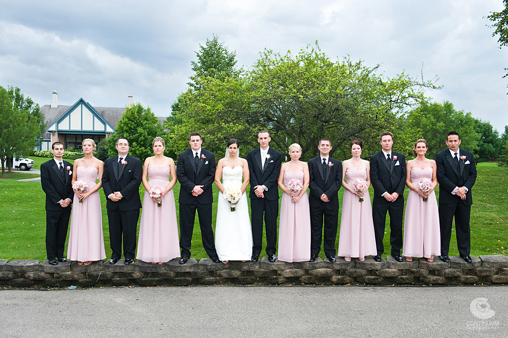the entire bridal party at ruffled feathers golf club